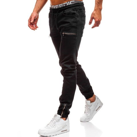 Image of 3 Styles Men Stretchy Skinny Biker Slim Fit Denim Men Multi-pocket zipper pencil Pants men casual jeans fashion Casual Trousers